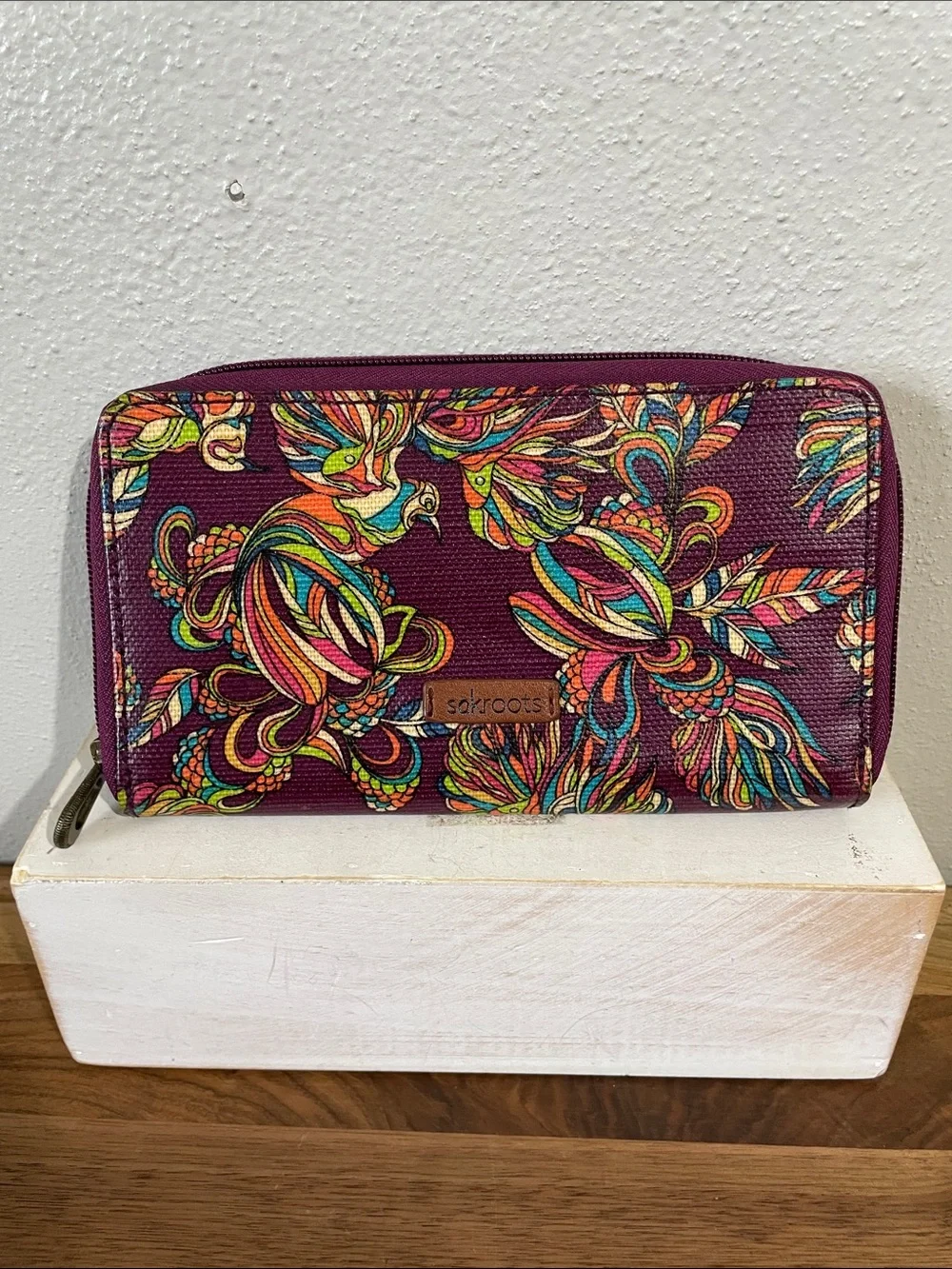 Sakroots Floral Paisley Zip Around Wallet Multicolor Boho Organizer Colorful
